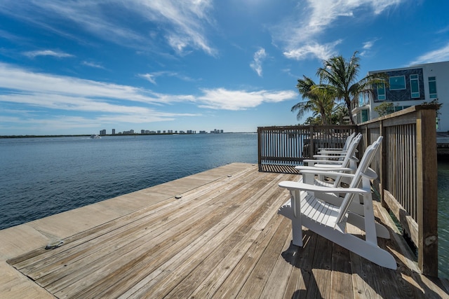 view of dock featuring a water view