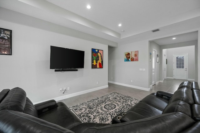 view of tiled living room