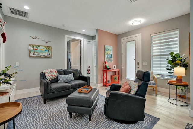 living room featuring light hardwood / wood-style floors