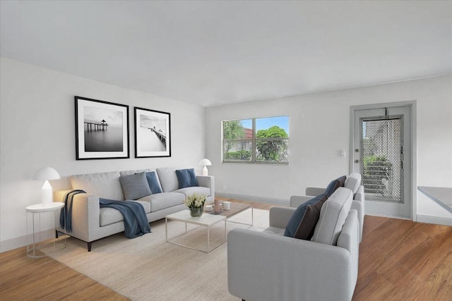 living room featuring light hardwood / wood-style flooring