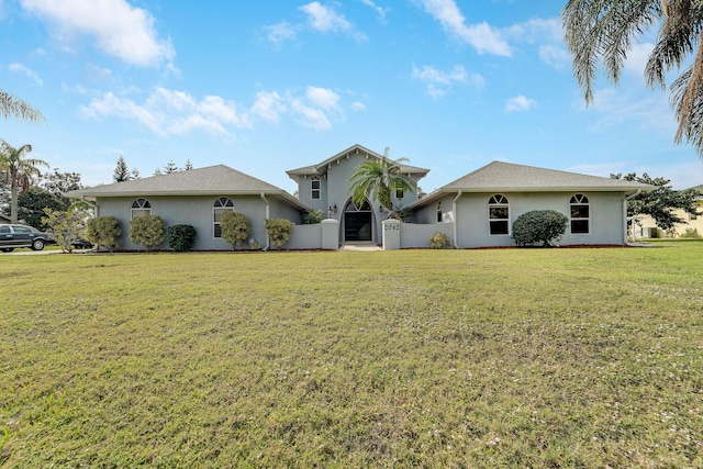 ranch-style home with a front yard