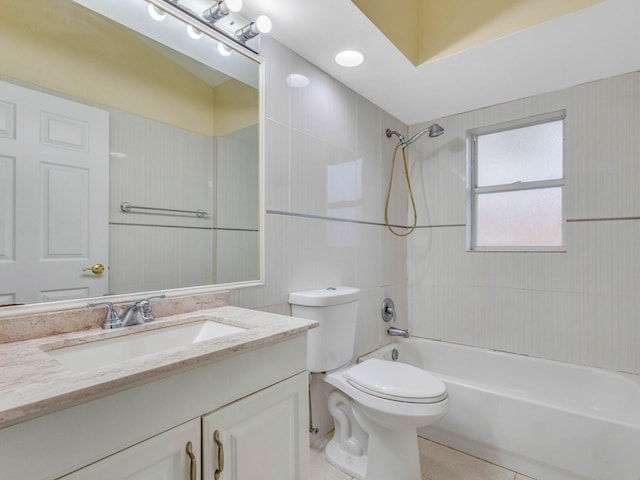1784 Sawgrass Cir, Greenacres, FL 33413 - bathroom featuring toilet, vanity, washtub / shower combination, and tile patterned flooring