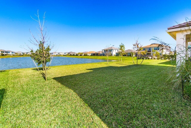 view of yard featuring a water view