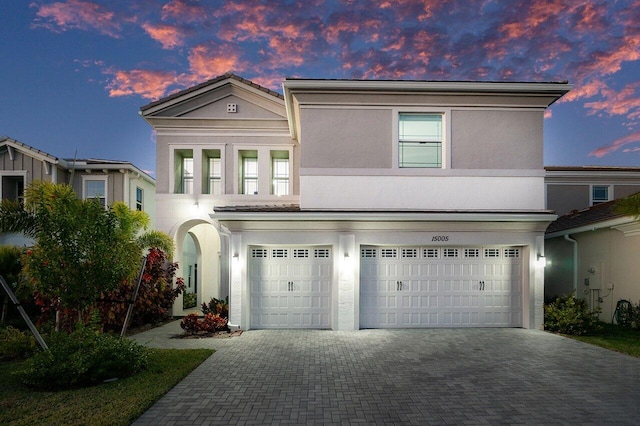 view of front of house with a garage