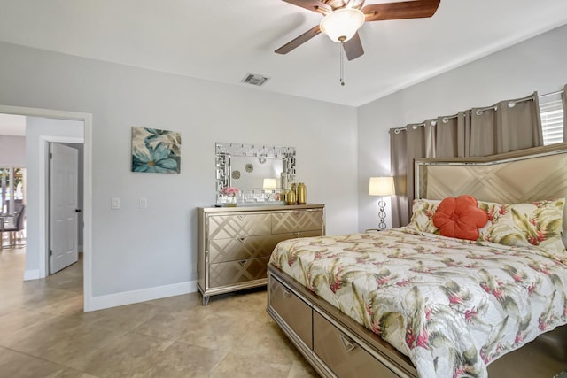 bedroom featuring ceiling fan