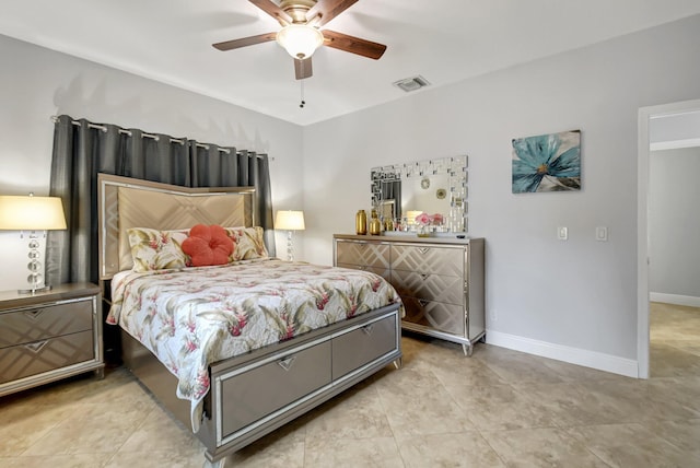 bedroom featuring ceiling fan