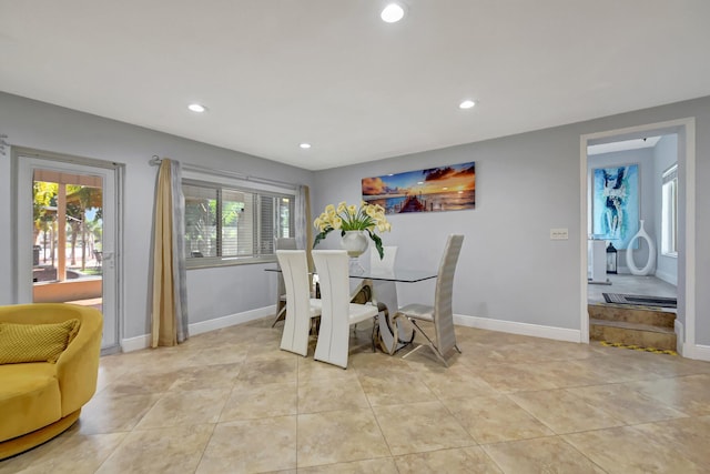 view of tiled dining space