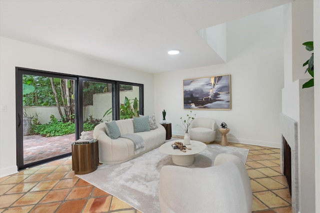 view of tiled living room