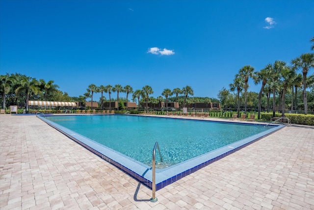 view of swimming pool with a patio area