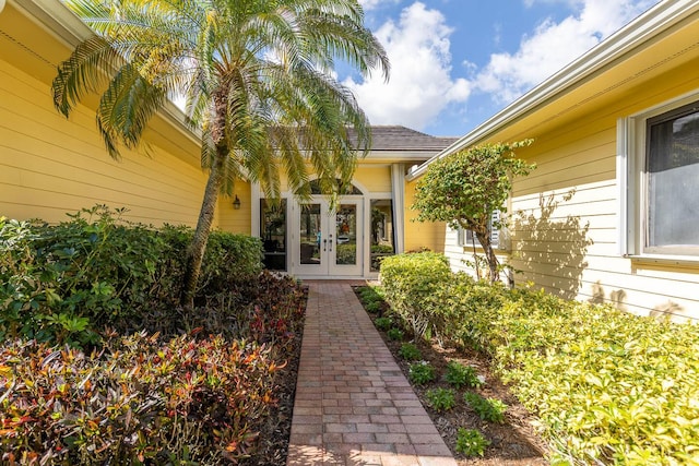 entrance to property featuring french doors