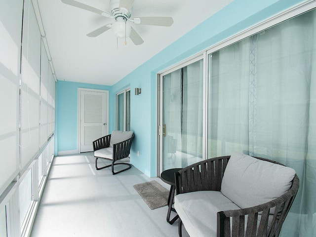 balcony with ceiling fan