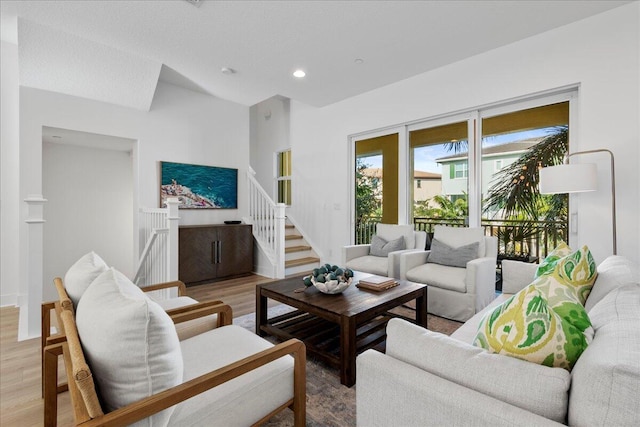 living room with hardwood / wood-style flooring