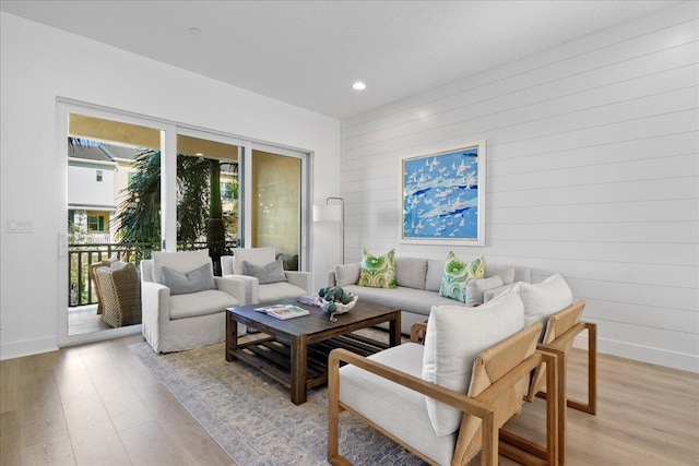 living room featuring light hardwood / wood-style flooring