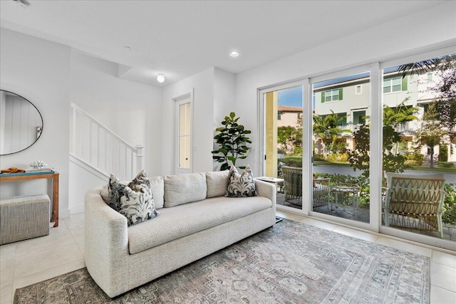 view of tiled living room