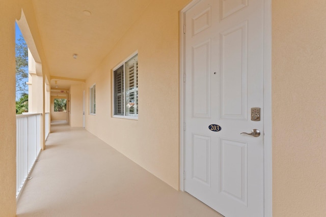 exterior space with stucco siding