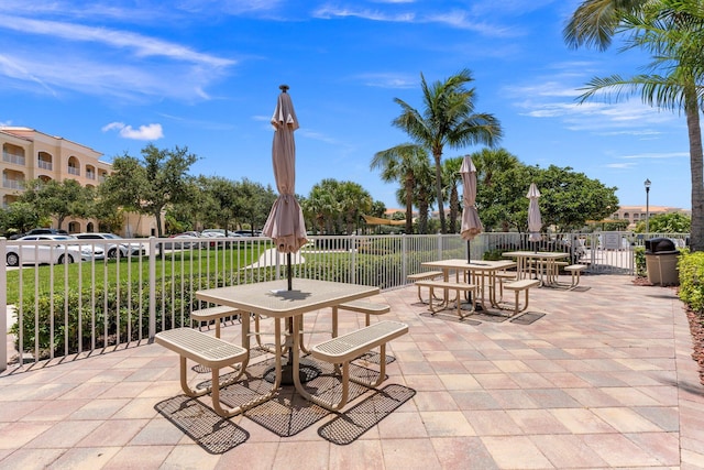 view of patio / terrace with fence and outdoor dining area