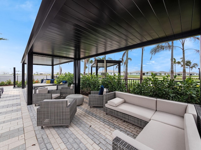 view of patio / terrace with an outdoor living space