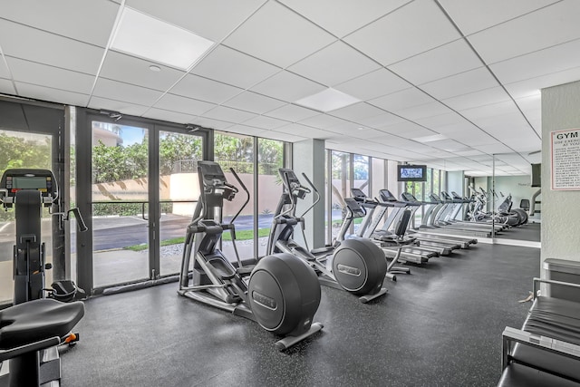 gym featuring expansive windows