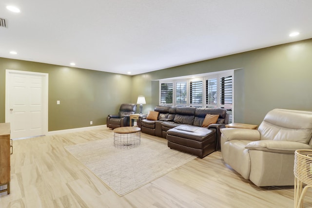 living room featuring light wood-type flooring