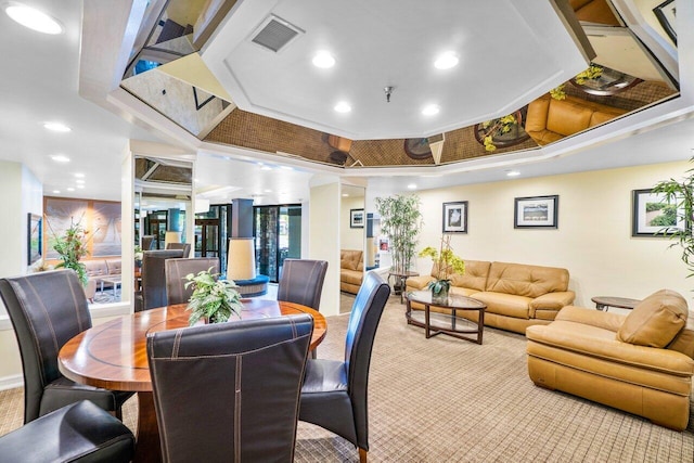 view of carpeted dining room