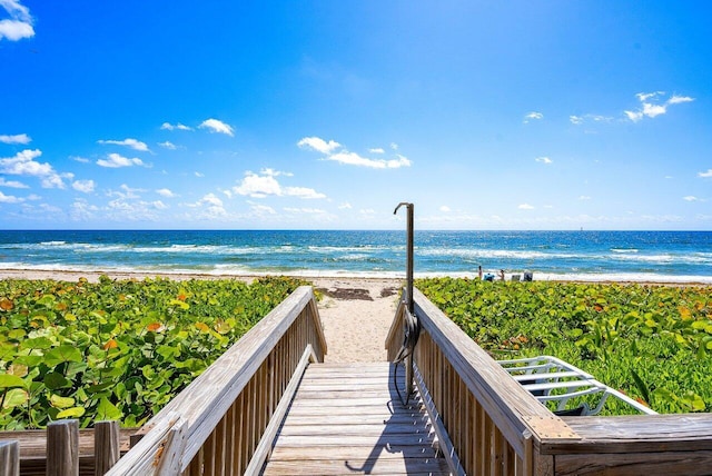 water view featuring a beach view