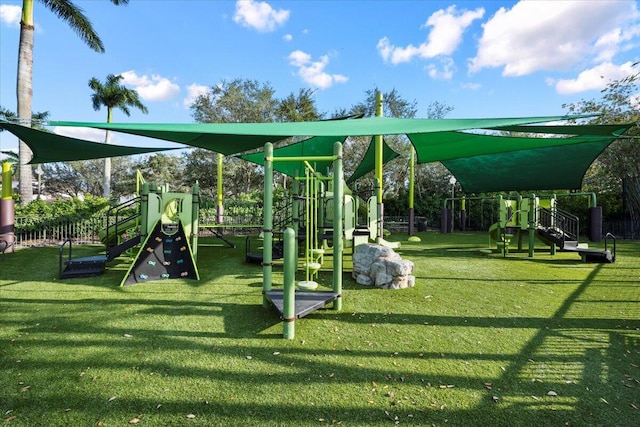 view of playground featuring a yard