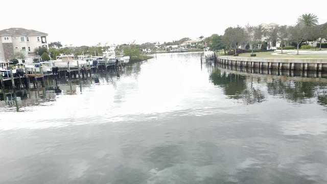 property view of water with a boat dock