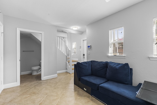 view of tiled living room