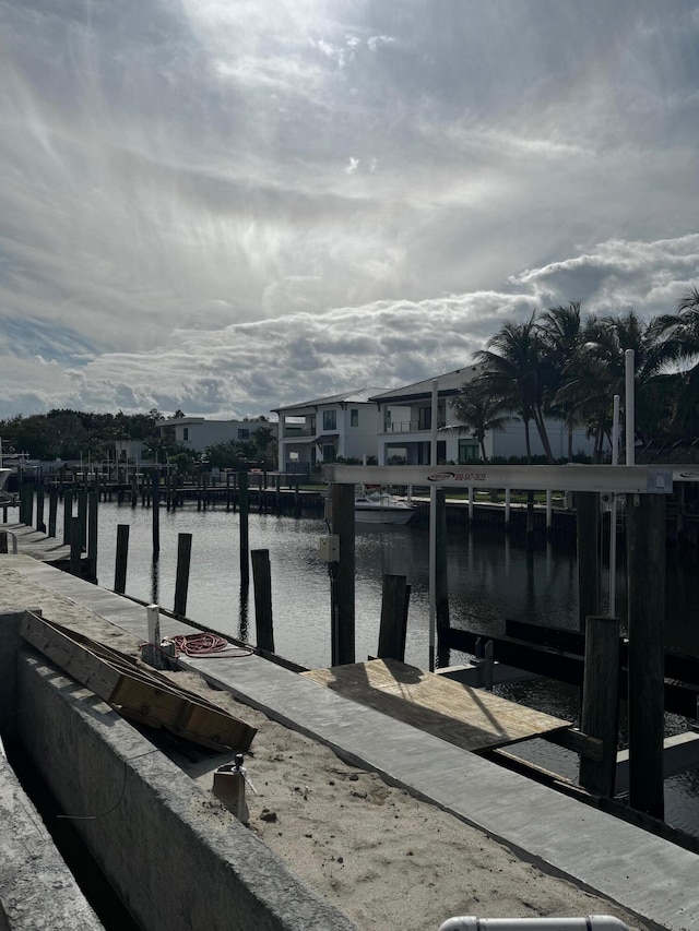 dock area featuring a water view