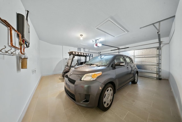 garage with a garage door opener