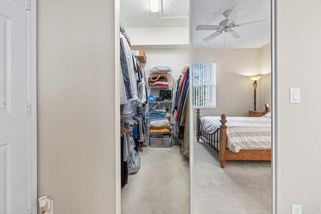 spacious closet featuring ceiling fan