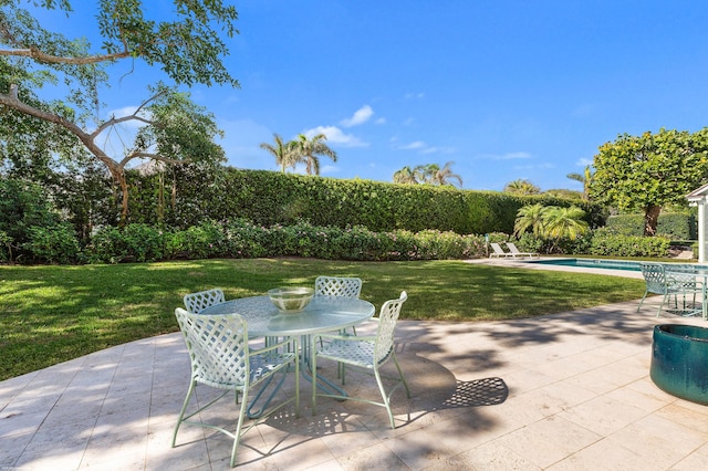 view of patio / terrace with a fenced in pool