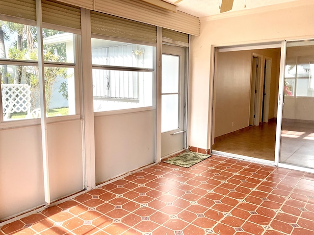 view of unfurnished sunroom