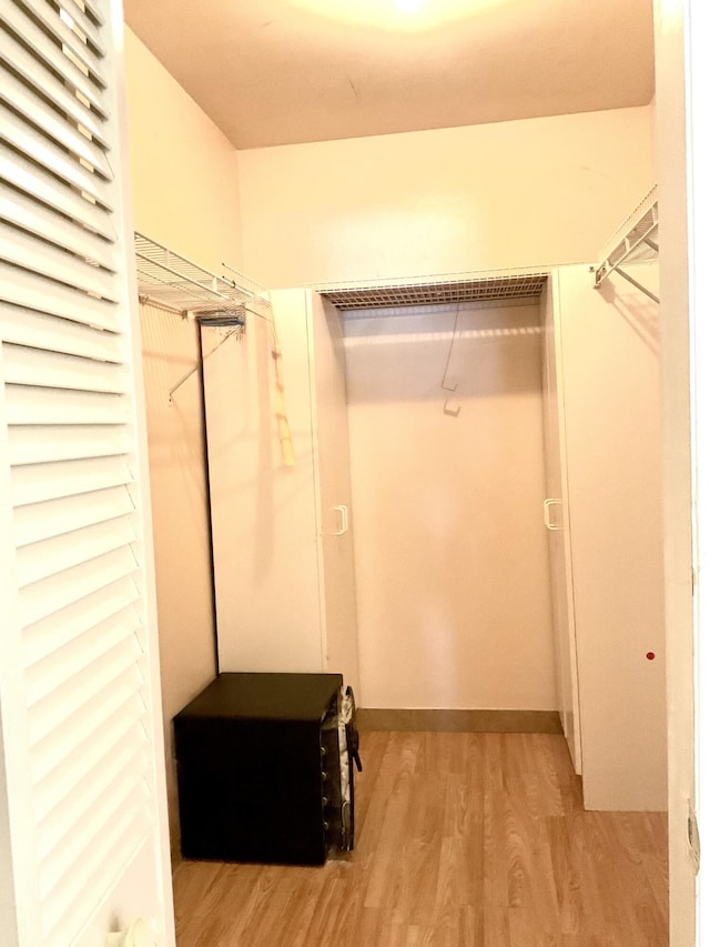 spacious closet featuring light hardwood / wood-style floors