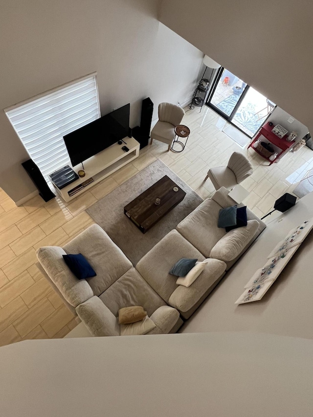 living room featuring a wealth of natural light