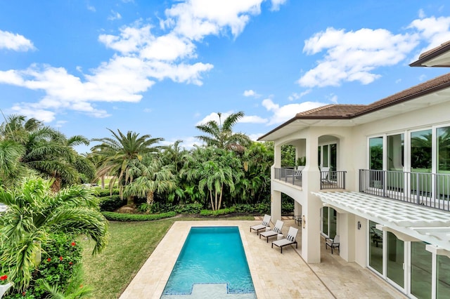 view of pool featuring a patio area