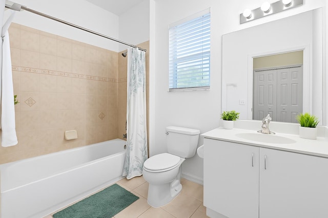 5138 White Oleander, West Palm Beach, FL 33415 - full bath featuring tile patterned floors, toilet, shower / bath combination with curtain, vanity, and baseboards