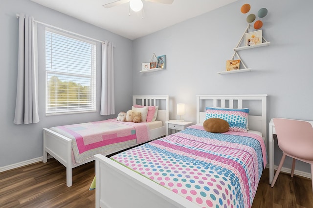 5138 White Oleander, West Palm Beach, FL 33415 - bedroom featuring wood finished floors, baseboards, and ceiling fan
