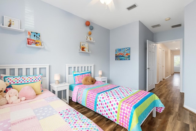 5138 White Oleander, West Palm Beach, FL 33415 - bedroom with wood finished floors, ceiling fan, and baseboards
