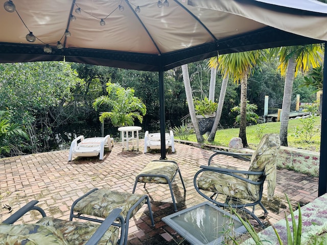 view of patio / terrace featuring a gazebo