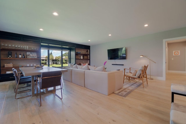 living room with light wood-type flooring