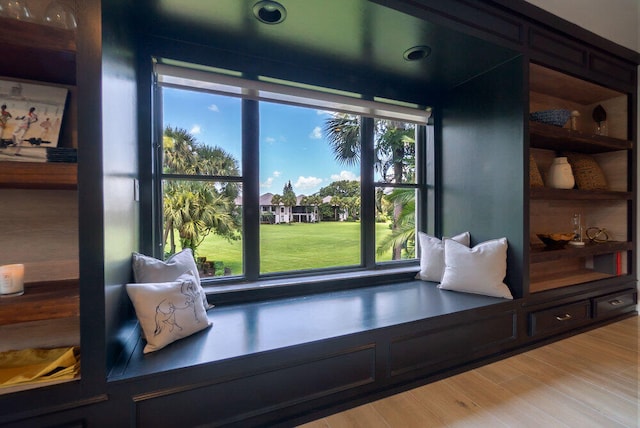 living area featuring light hardwood / wood-style flooring