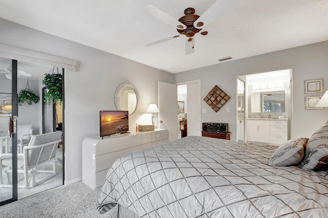 15144 Ashland St Unit 295, Delray Beach, FL 33484 - carpeted bedroom featuring visible vents, a ceiling fan, and baseboards
