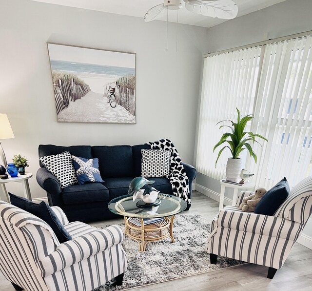 living room featuring light hardwood / wood-style floors