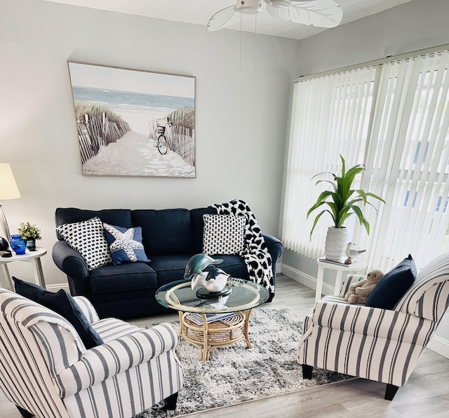 living room featuring light wood-type flooring