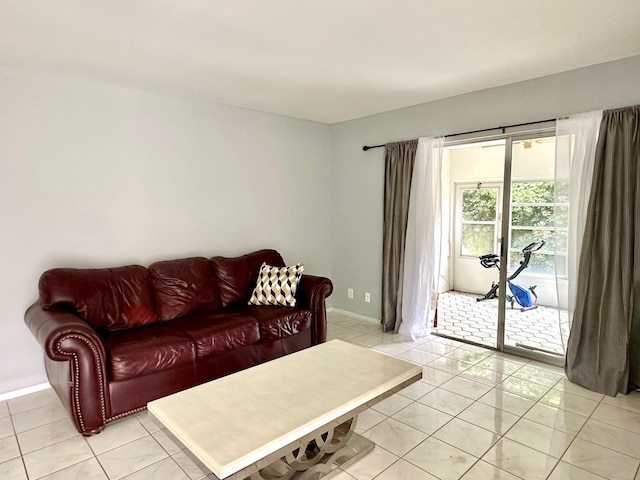 view of tiled living room