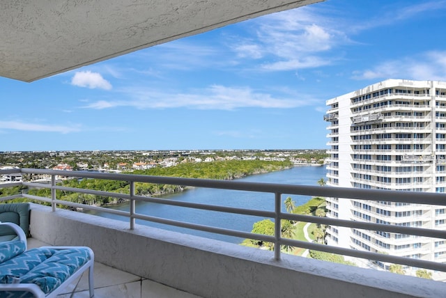 balcony with a water view