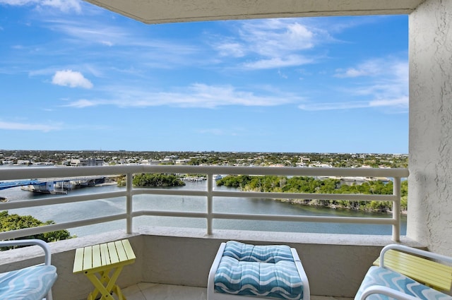 balcony with a water view