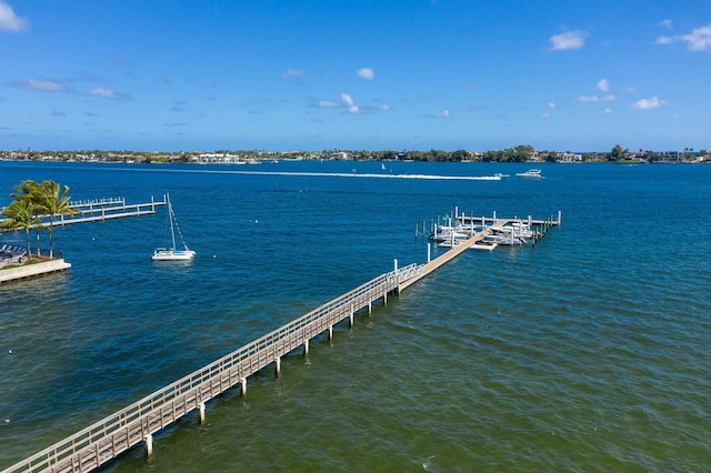 dock area featuring a water view