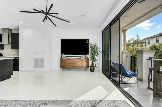 view of tiled living room